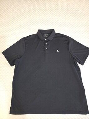 XL - Ralph Lauren Men's Black Short-Sleeve Polo with White Pony. (PRISTINE)